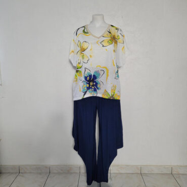 Tenue décontracté ensemble femme tunique longue pantalon fluide