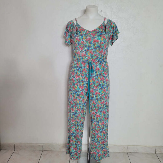 combinaison curvy​ femme fleurie fluide manches courtes