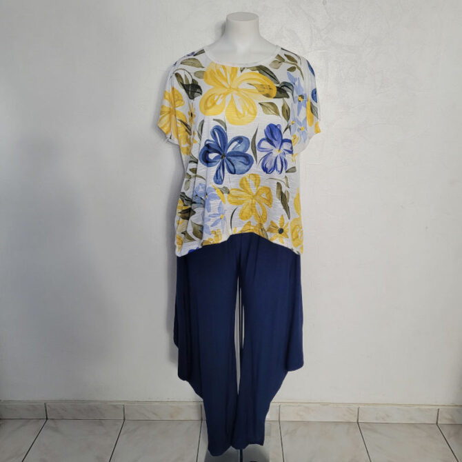 Tenue décontracté ensemble femme tunique longue pantalon fluide