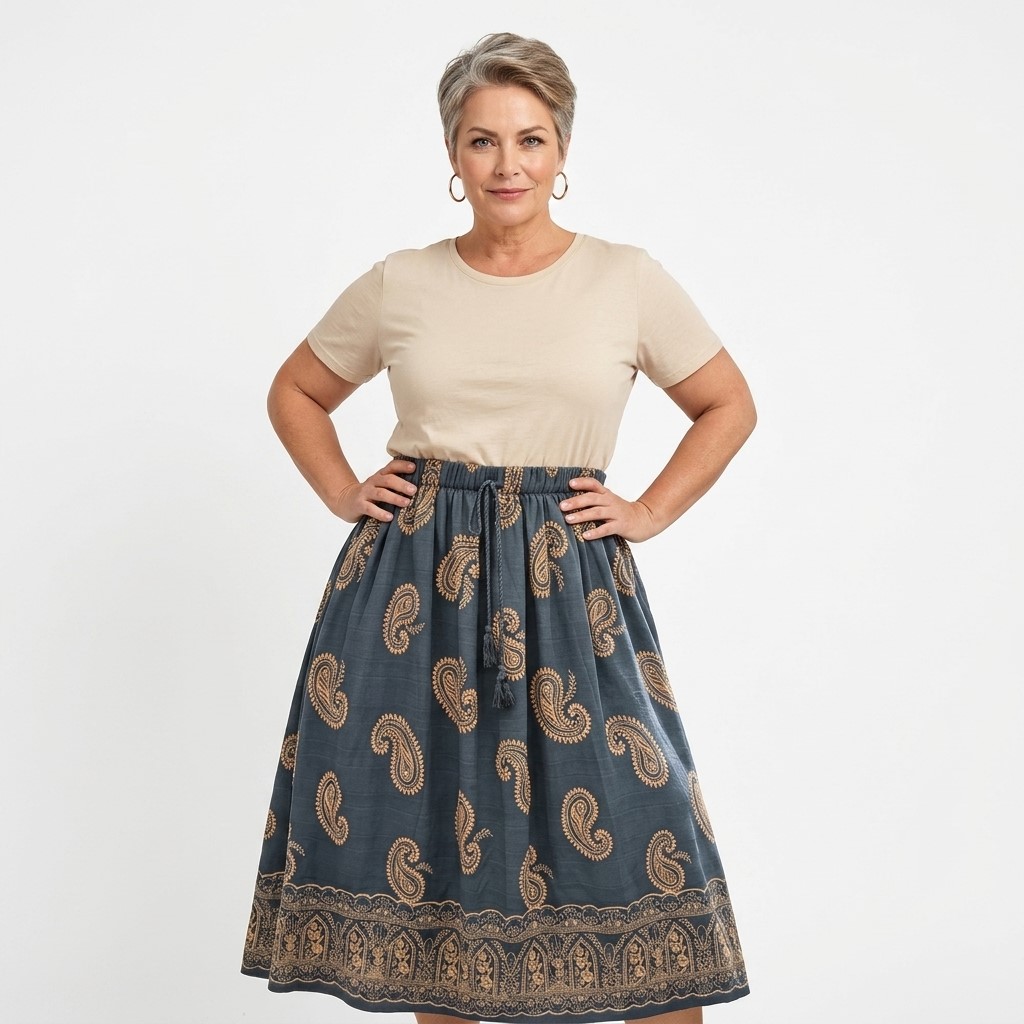 Large choix de jupes courtes évasées fluide avec ceinture élastique confortable disponible jusqu'a la taille 58