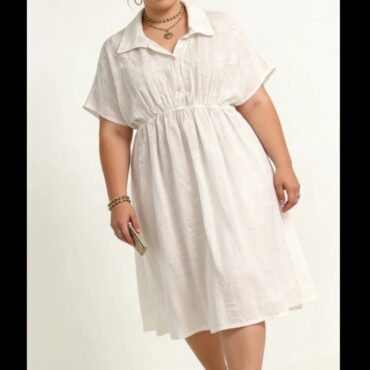 robe longue blanche grande taille boheme avec un col en V et des manches courtes est un vêtement intemporel qui ne se démode jamais ideal pour une tenue de céremonie | vêtements originaux femme grande taille