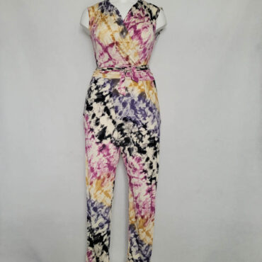 Combinaison femme ceremonie multicouleur fluide sans manches