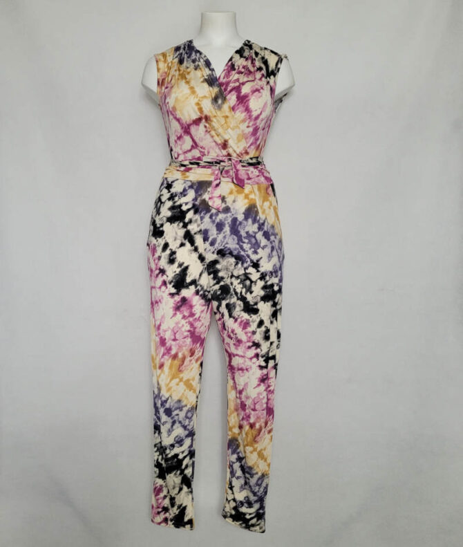 Combinaison femme ceremonie multicouleur fluide sans manches