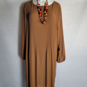 robe longue manche bouffante grande taille bohème voile plissé camel