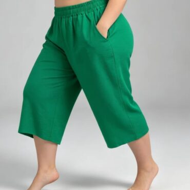 pantacourt taille haute femme ronde fluide large et tres confortable