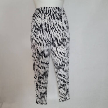 pantalon fuselé femme motif animalier noir et blanc taille élastique