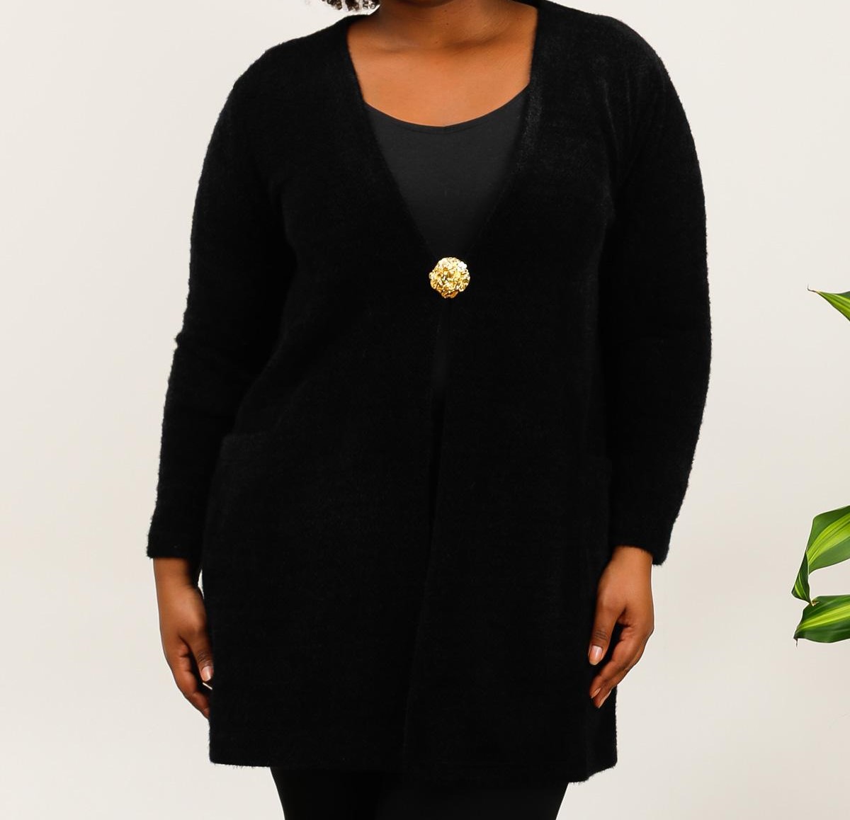 Gilet long chaud femme, Gilet long en laine pour femme ronde.