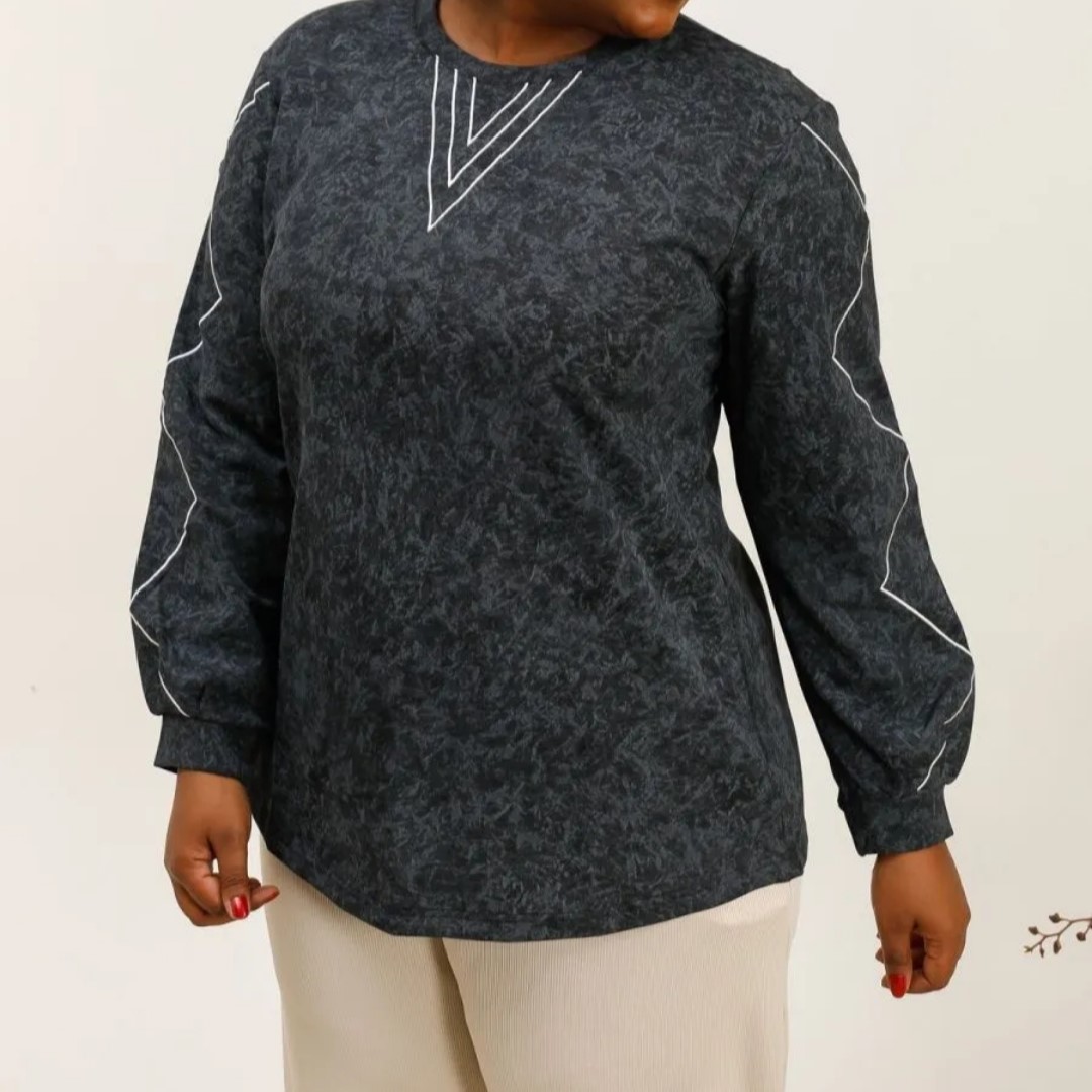 Sweat-shirt élégant col avec cœur noir décoré de strass, pull fin chaud femme grande taille jusqu'au 58