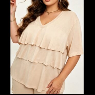 tee shirt manches courtes femmes ronde beige