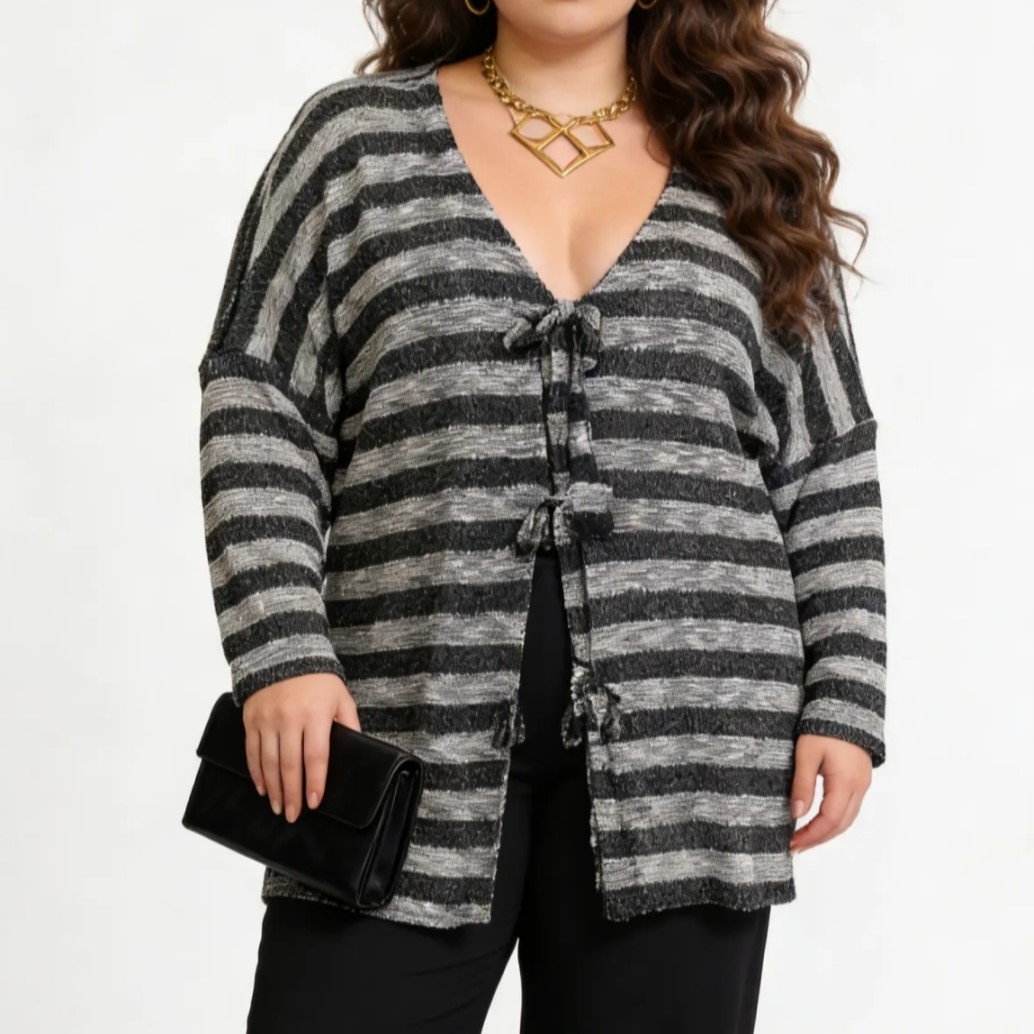 gilet long chaud femme ronde bicouleur : mode femme petite ronde