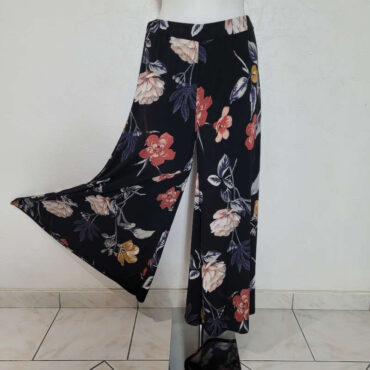 pantalon Jupe culotte longue​ fleurie fluide taille élastique chic