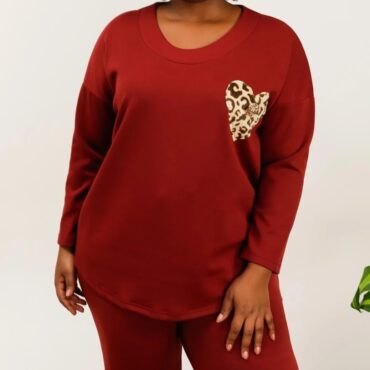 Pull Sweat-shirt rouge femme grande taille | chic et moderne manches longues fabrication française