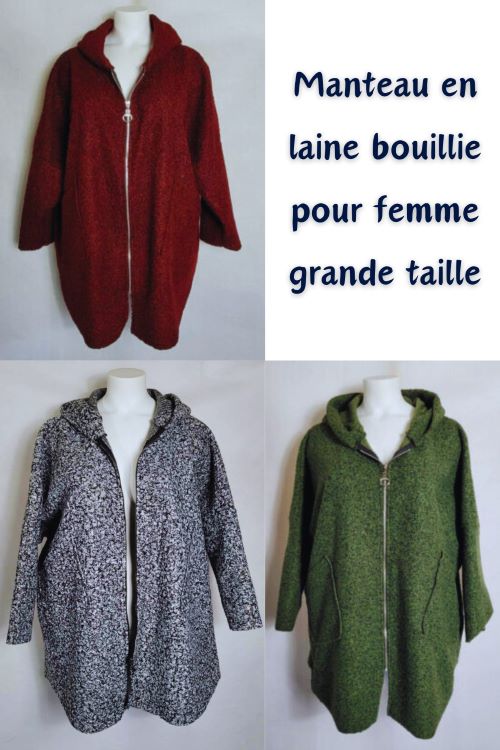 Laine Bouillie Femme De Grande Taille Manteau Court Laine Bouillie