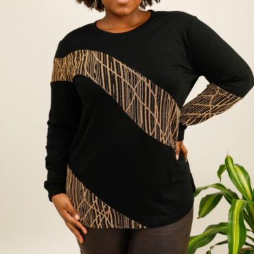 pull imprimé femme ronde grande taille oversize fin motif floral et manches longues | vetements femmes grandes tailles originaux​