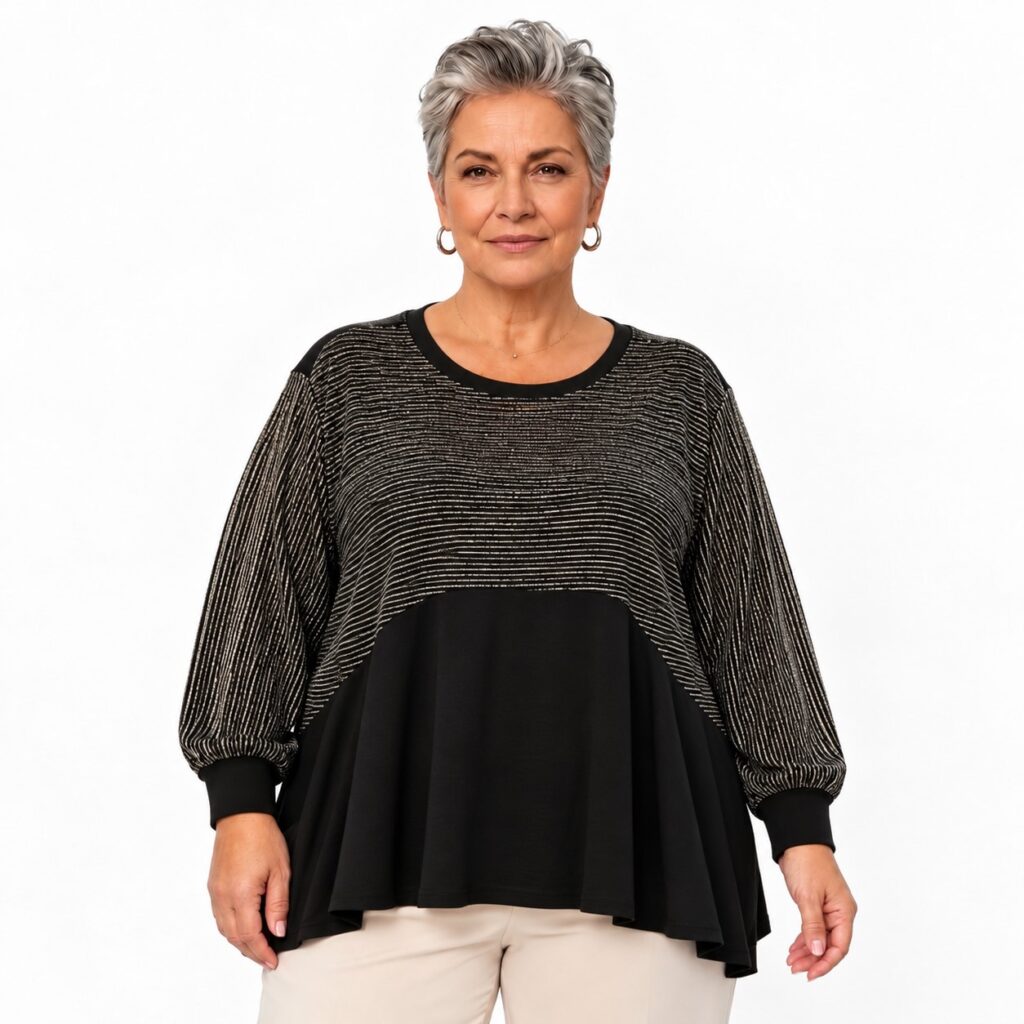 pull femme paillettes or manches longues
