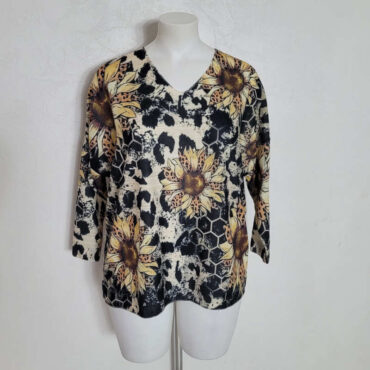 pull décontracté femme​ col v maille fine et coupe droite manches longues