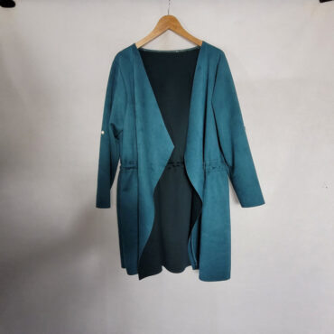 veste suedine femme ronde verte avec col cascade