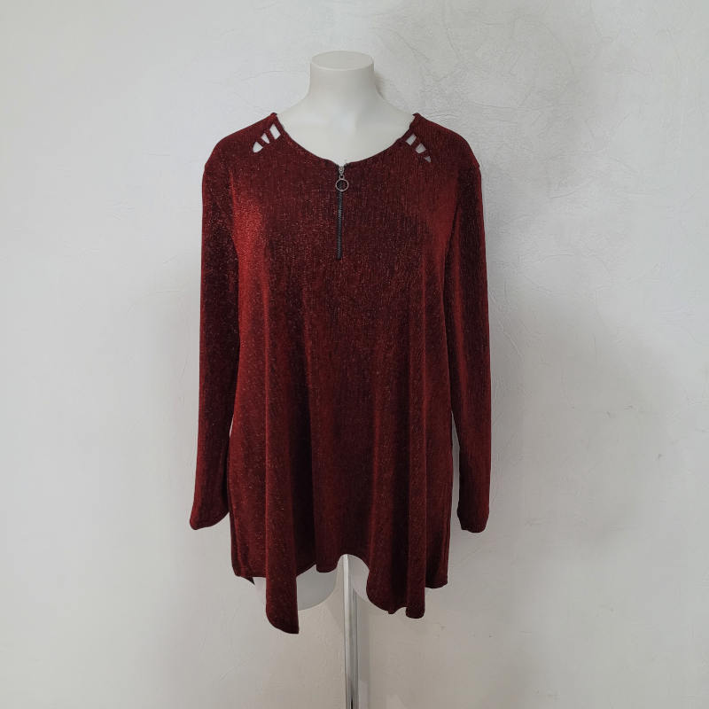 chemisier paillette femme grande taille rouge col v manches longues