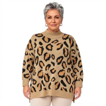 pull oversize femme chic motif leopard