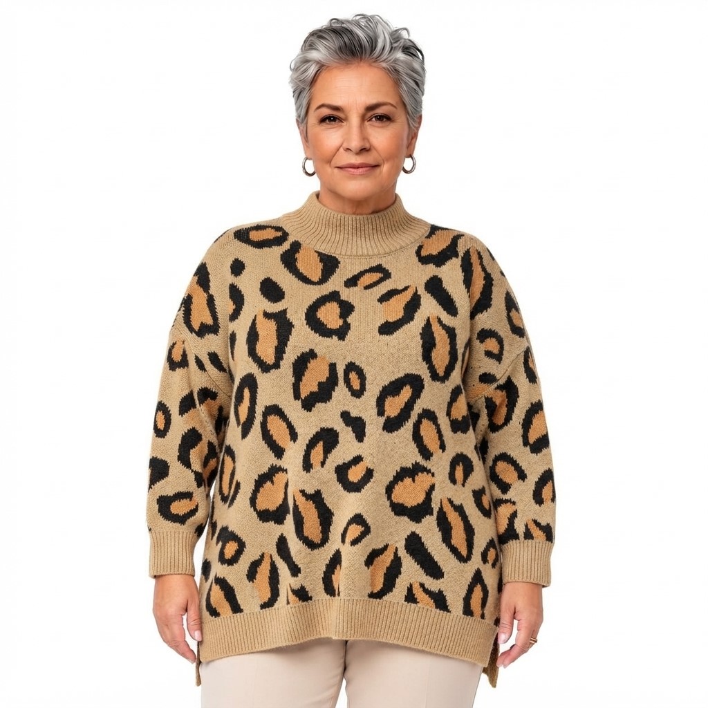 pull oversize femme chic motif leopard