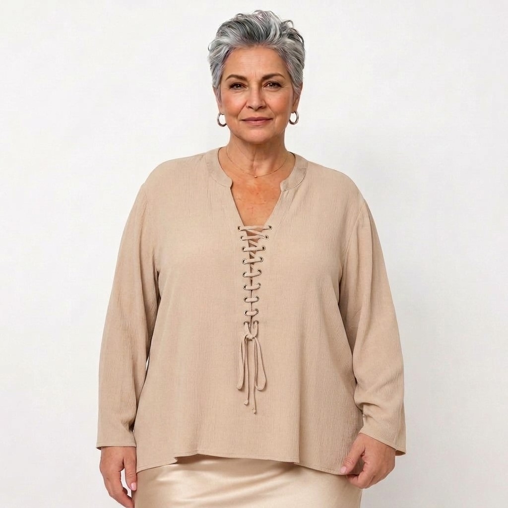 tunique femme manche longue Porté par une femme de 60 ans et plus