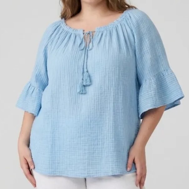 Tunique femme en coton été femme grande taille | vêtements grande taille femme originaux Look bohème chic femme ronde 