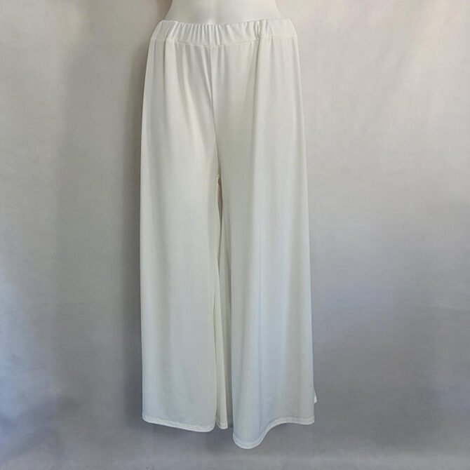 pantalon fluide femme ronde large style palazzo blanc avec taille elastique