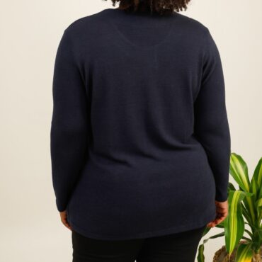 pull femme chaud et doux couleur marine manches longues