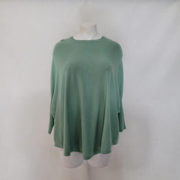 pull fin femme col rond maille légère conviens pour senior femme couleur verte et manches longues 
