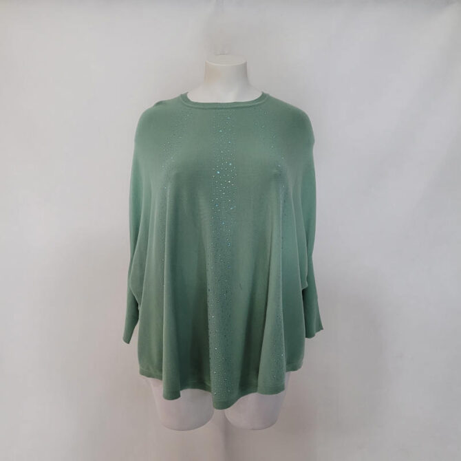 pull fin femme col rond maille légère conviens pour senior femme couleur verte et manches longues 