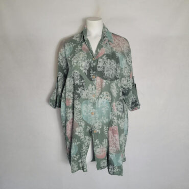 chemise à motif femme curvy coton couleur kaki manches courtes idéale été