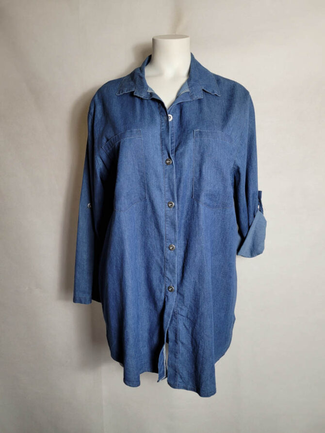chemise en jean oversize femme ronde | chemises femmes manches longues | vêtements grandes tailles