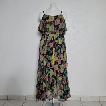 robe bretelles longue​ femme voile fleurie