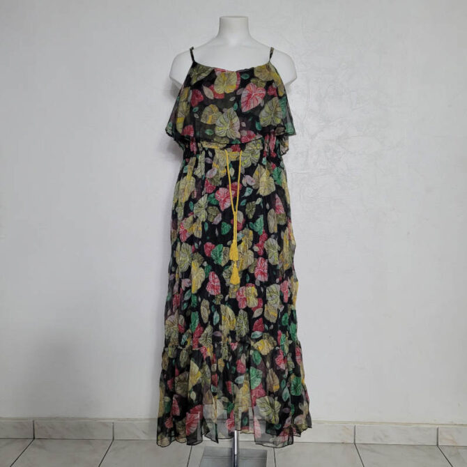 robe bretelles longue​ femme voile fleurie