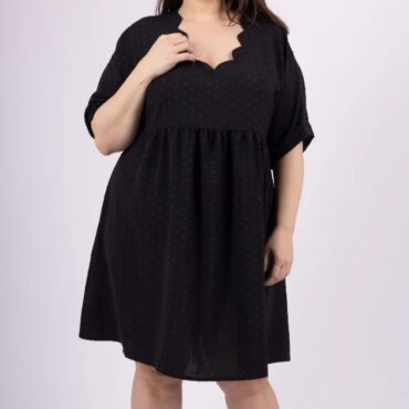 Robe noire soiree femme | ronde 44 à 58 manches courtes