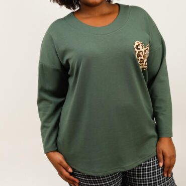 tee shirt femme grande taille vert manches longue