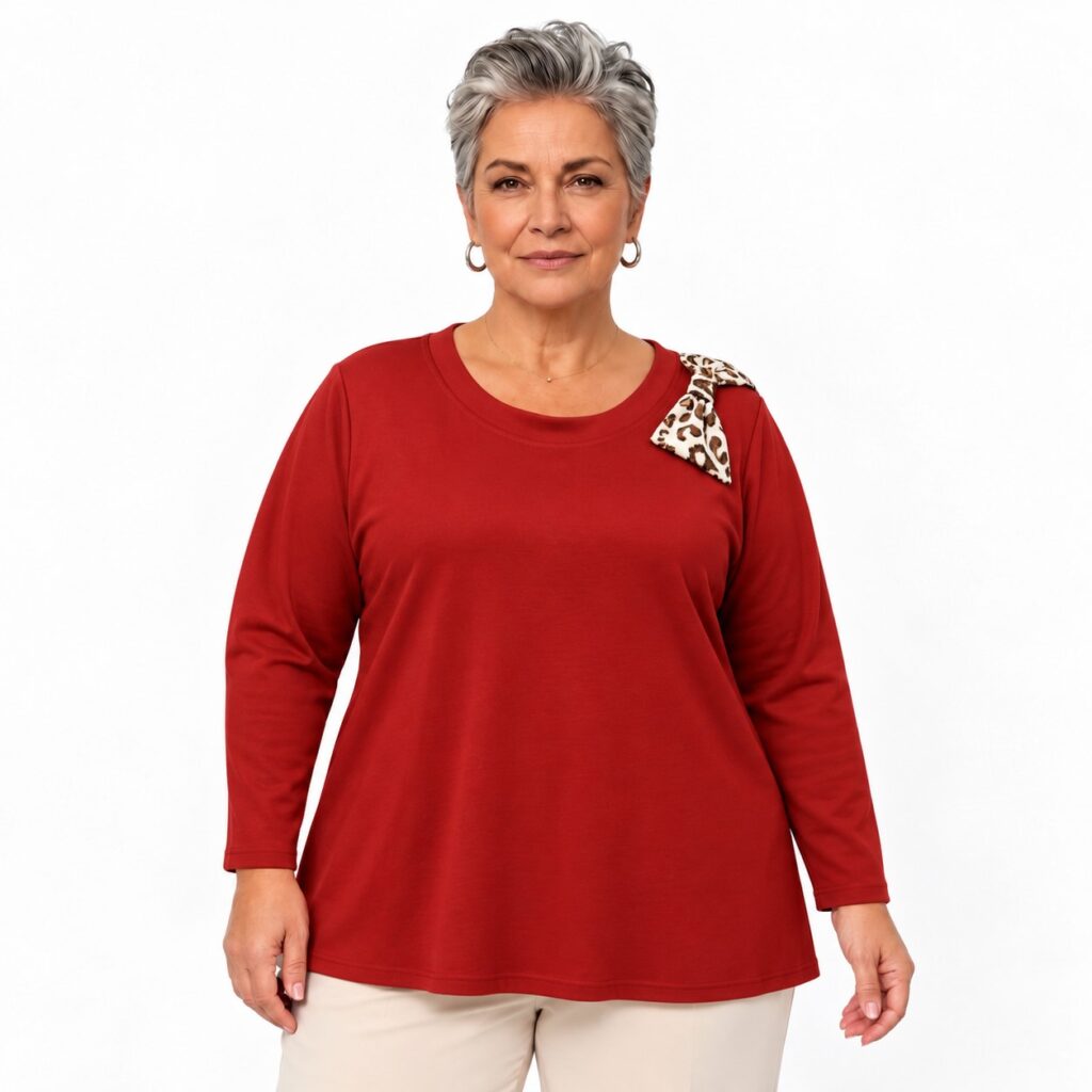 tee shirt femme grande taille route porté par senior