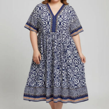 robe chic manche courte avec motif et style bohème