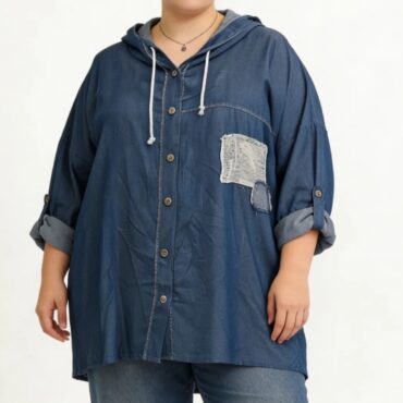 Veste femme grande taille chic jeans à capuche