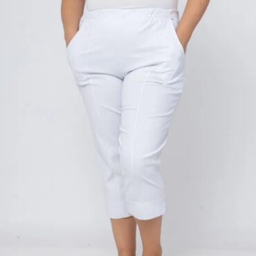 corsaire femme chic taille élastique blanc | bermuda femme grande taille