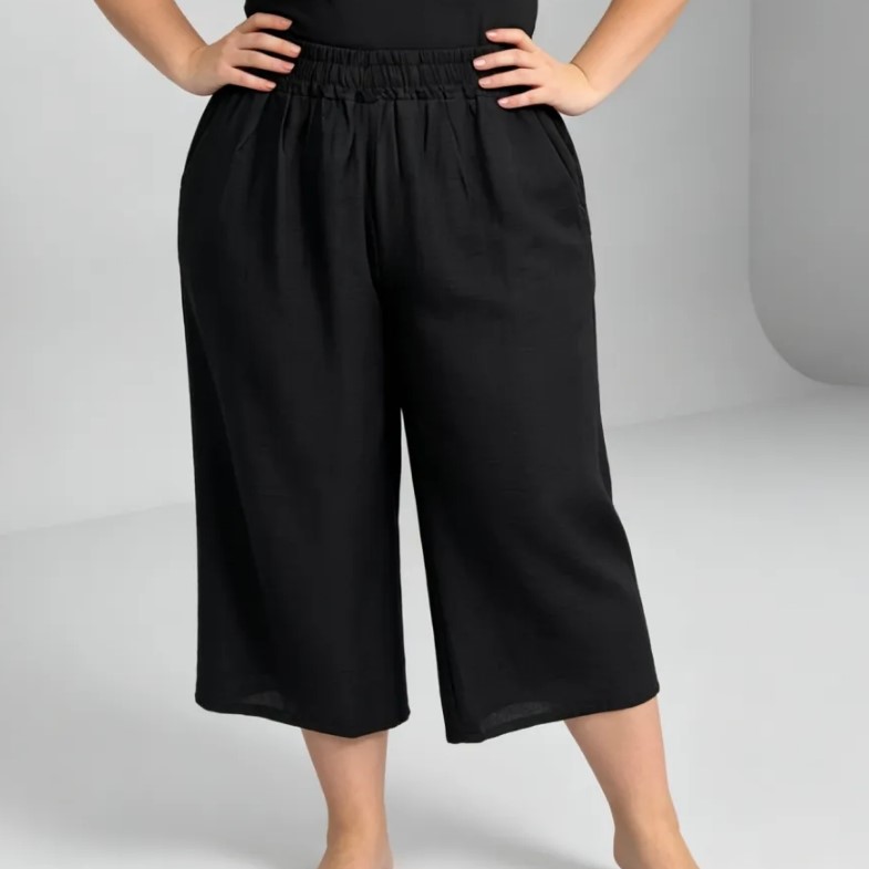 bermuda femme grande taille noir fluide