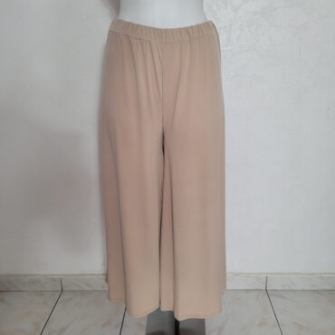 Pantalon tres large femme grande taille coleur beige et taille élastique confortable
