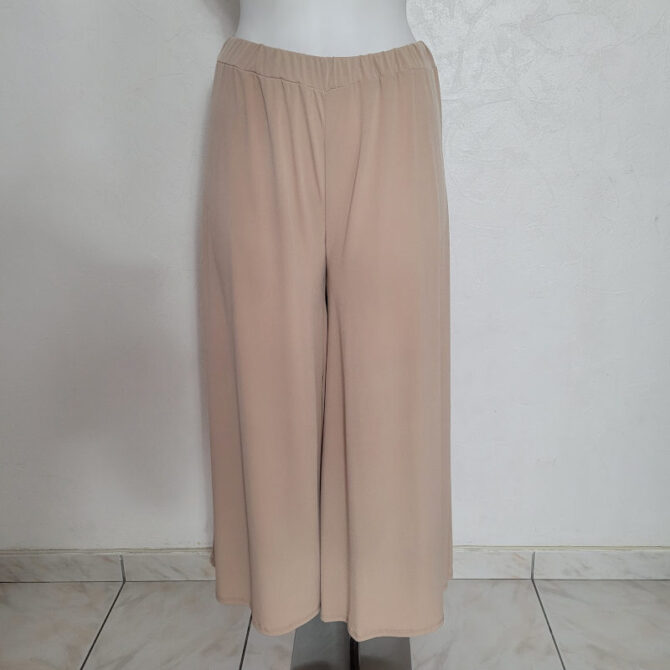 Pantalon tres large femme grande taille coleur beige et taille élastique confortable