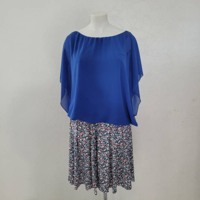 ensemble jupe et haut ete fluide haut uni roi et jupe évasée à motif