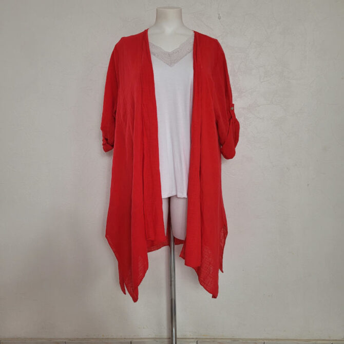 gilet long oversize femme grande taille coupe ample et manches courte ajustables