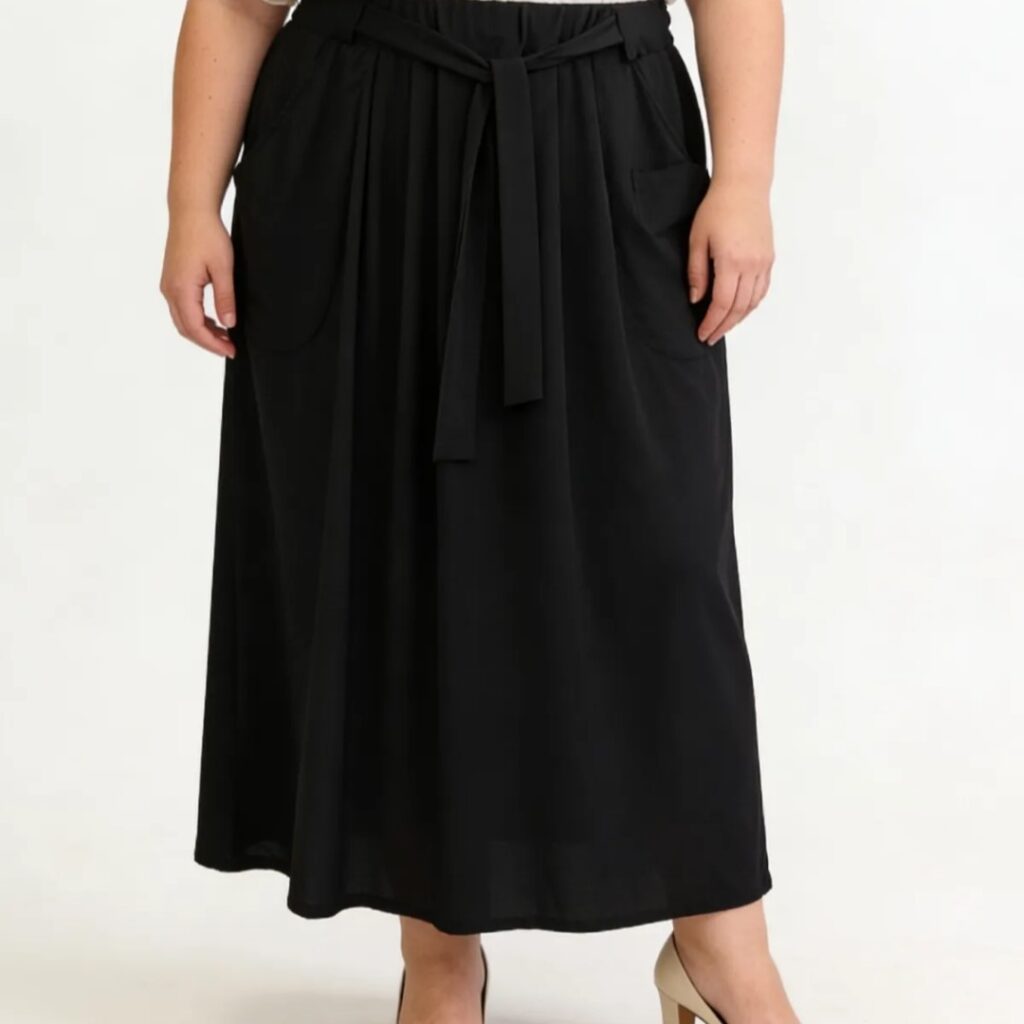 jupe noir longue femme ronde chic taille elastique