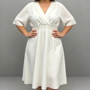 Robe cache cœur femme grande taille blanche manches courtes