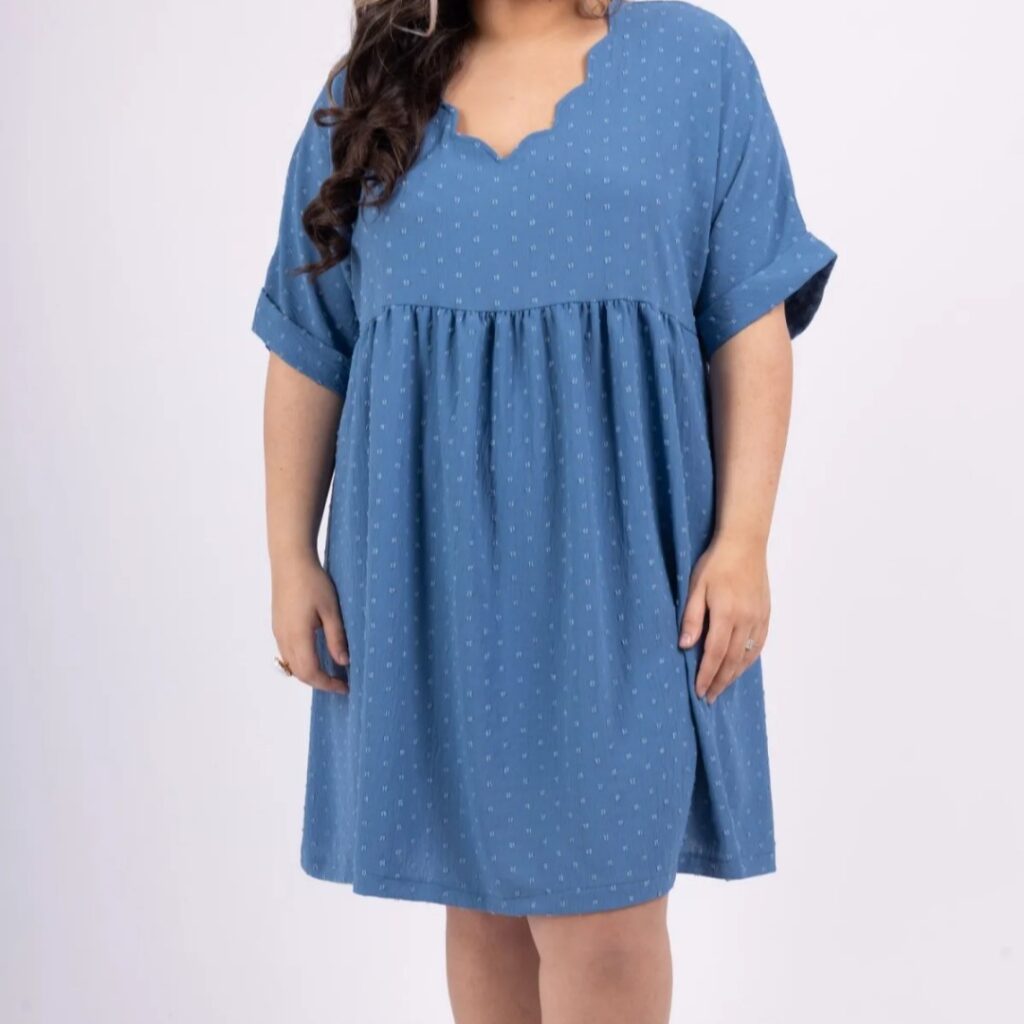 robe unie chic fluide à manches courtes en col claudine grandes tailles pour l'été