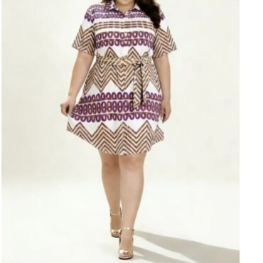 robe chemise courte femme grande taille manche courte à motifs