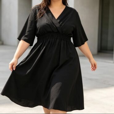 Robe Longue Chic et élégante noir grande taille